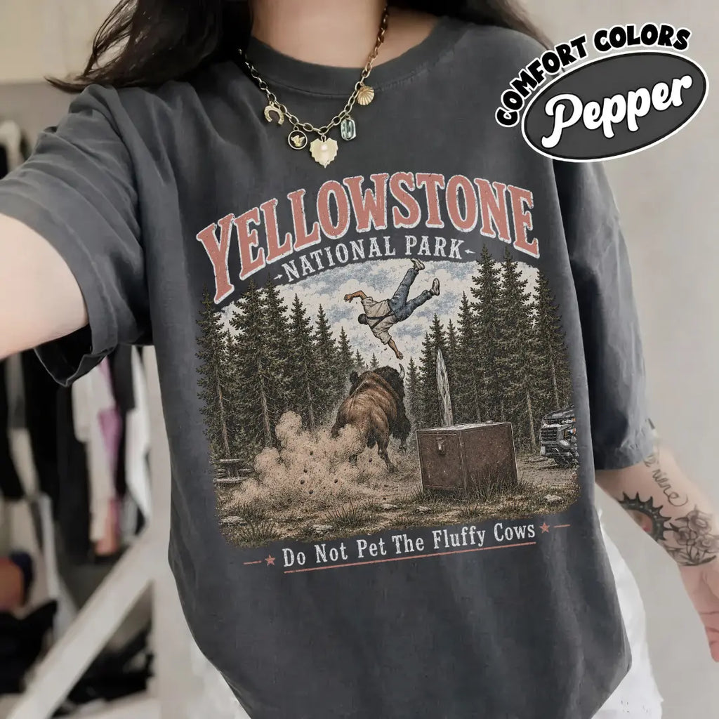 Do Not Pet The Fluffy Cows Tee – Yellowstone National Park Camp Family Vacation Shirt