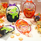 24/50-Pack Halloween Plastic Goodie Bags – Trick-or-Treat Candy Bags with Pumpkin & Skeleton Design