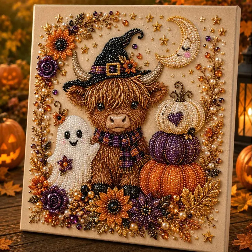 Halloween Ghost Pearl Art DIY Kit – Spooky Cute 3D Craft Gift for Fall Home Decor