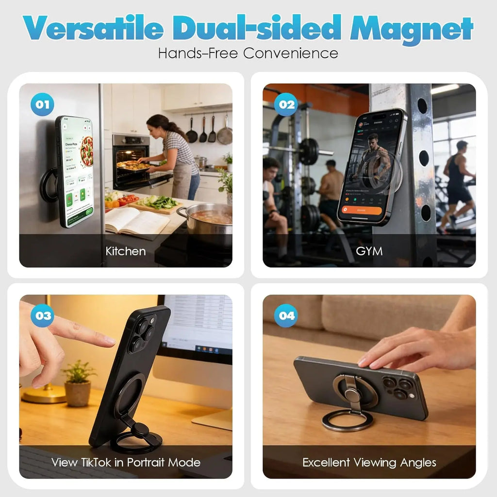 Magnetic Fidget Spinner Phone Stand – 360° Rotating Foldable MagSafe Car Holder