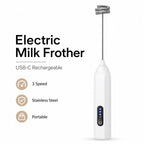 Electric Handheld Milk Frother – USB-C Rechargeable Stainless Steel Foam Maker