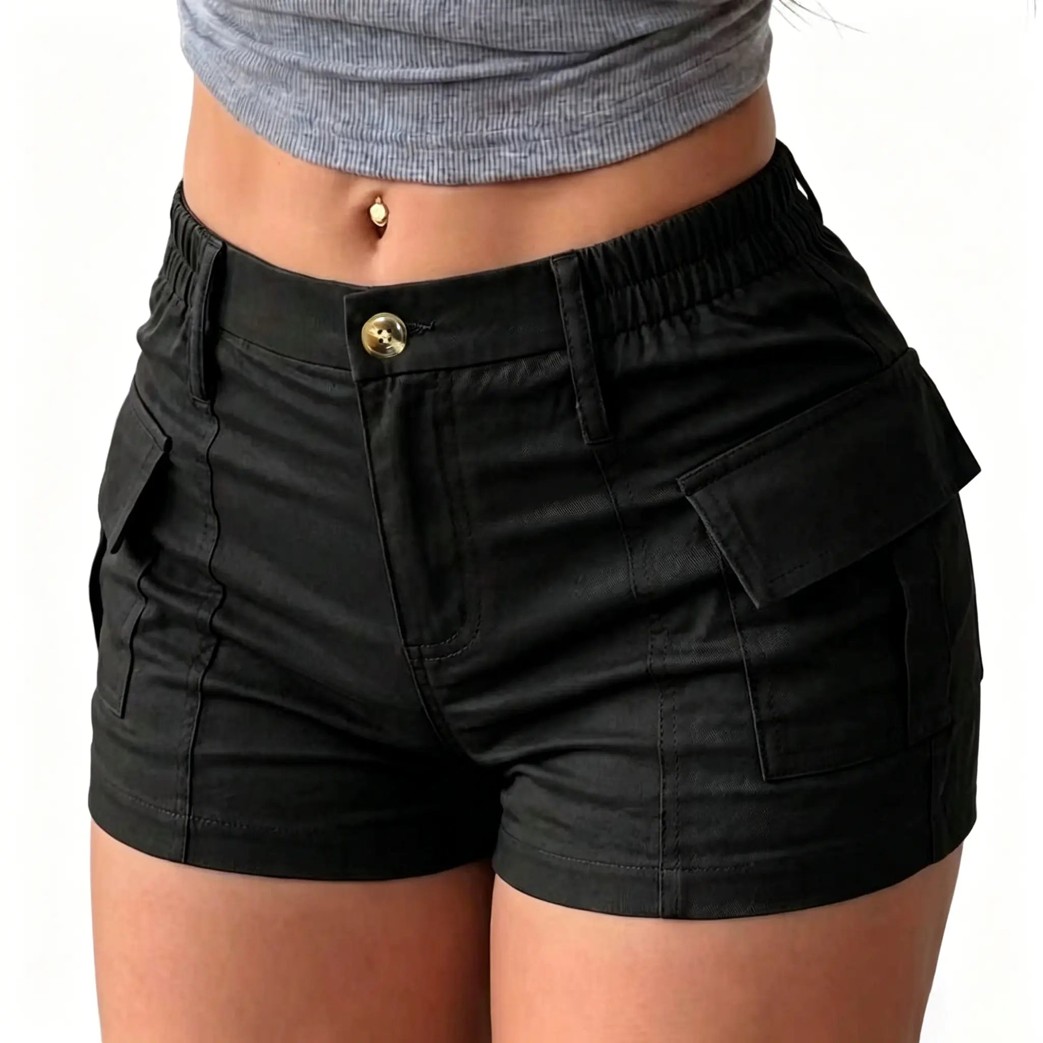 3-Pack Women’s Summer Cargo Shorts – Multi-Pocket Button Waist Versatile Trousers