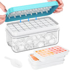 Stackable Ice Cube Tray Set with Lid, Storage Bin & Scoop - BPA-Free, Easy-Release (64/96 Capacity)