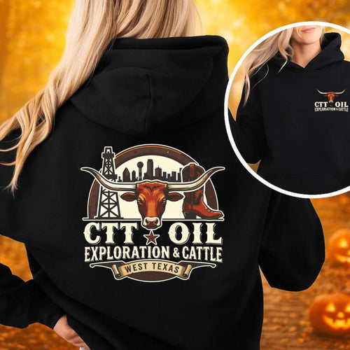 CTT Oil Exploration & Cattle T-Shirt, Hoodie, Sweatshirt Unisex Graphic Oilfield Ranch Landman Inspired Workwear Tee