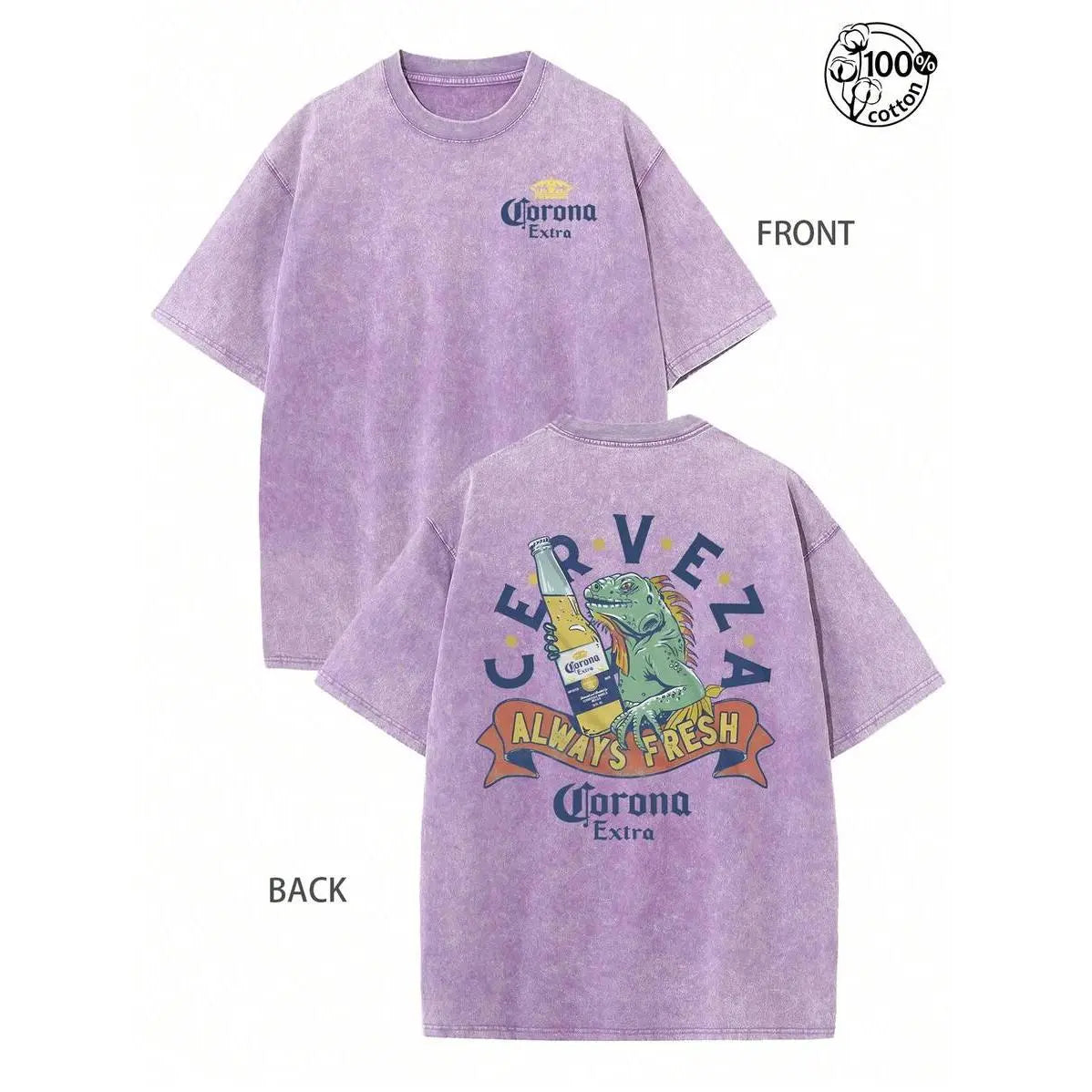 "Lizard with Beer" Vintage Washed Tee | Retro Corona Extra Graphic