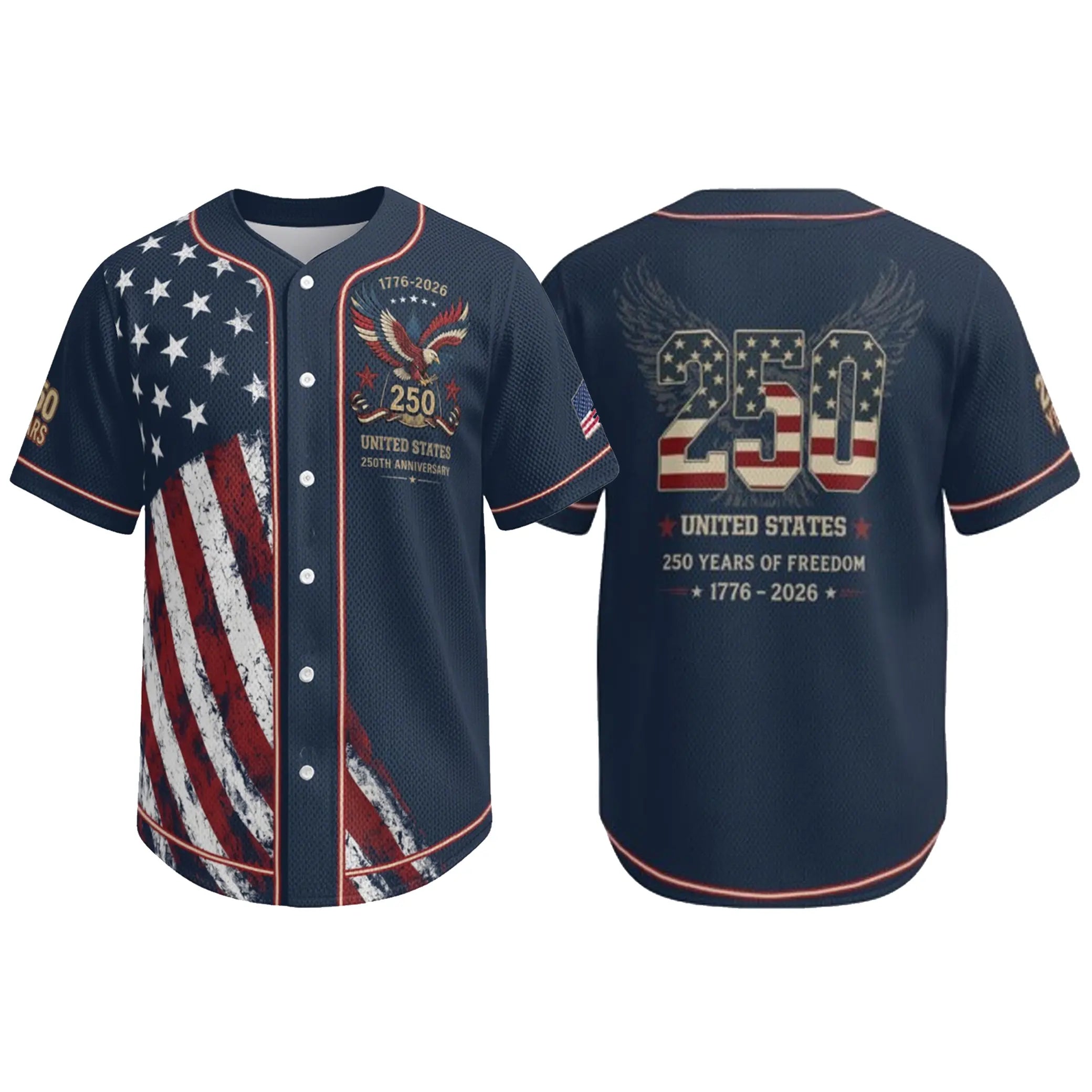 USA 250th Anniversary "1776-2026" Patriotic Baseball Jersey