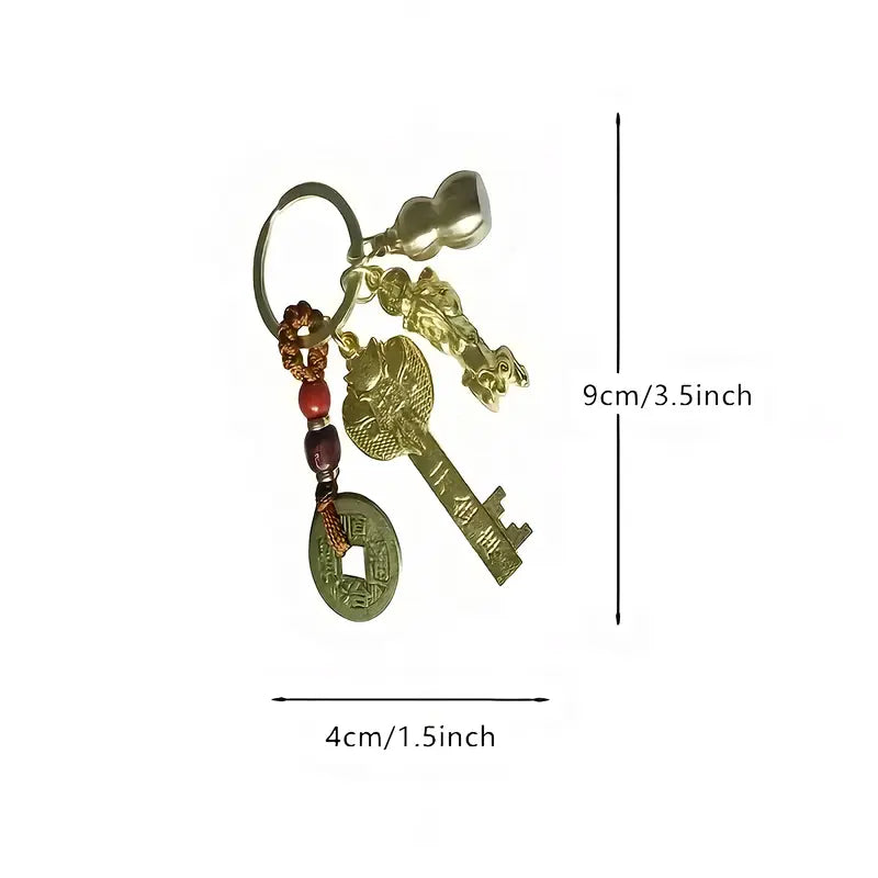 Feng Shui Five Blessings Good Luck Amulet Set – Wealth & Health Charm Gift Bag