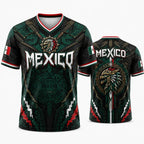 2026 Mexico Eagle Warrior V-Neck Soccer Jersey, Aztec Calendar Graphic Short Sleeve Fan Tee