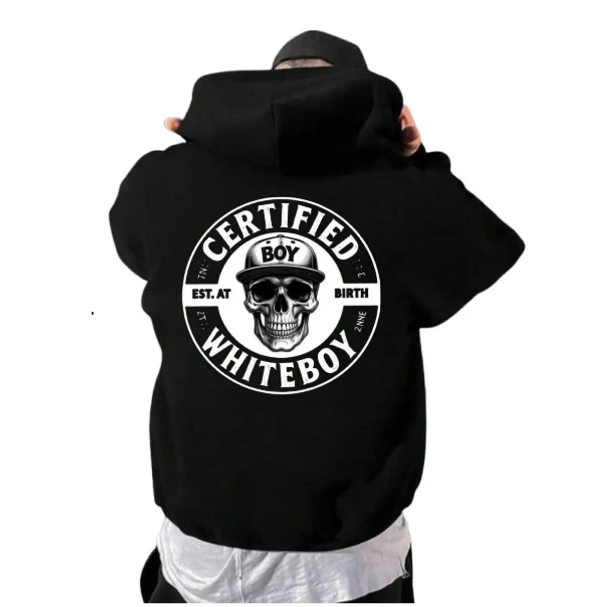 "Certified Whiteboy" Skull Hoodie | Edgy Streetwear Graphic Pullover
