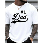 "#1 Dad" Graphic Crew Neck Short-Sleeve Cotton T-Shirt