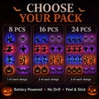 Halloween LED Silhouette Wall Light Stickers – Battery-Powered Waterproof Peel & Stick Window Decor