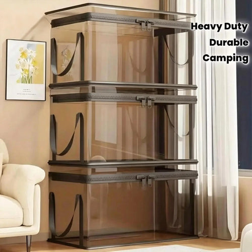 Heavy-Duty Clear Plastic Storage Box: Large Capacity Organizer with Hinged Lid