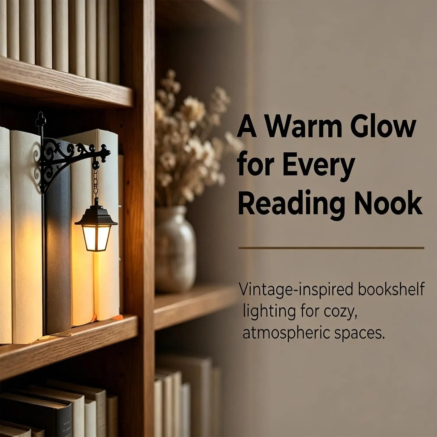 Library Lantern Decorative Bookshelf Lighting – Miniature Hanging Shelf LED Nightlight