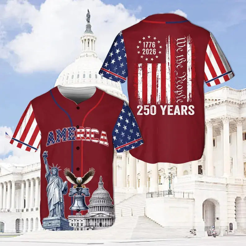USA 250th Anniversary "1776-2026" Patriotic "We The People" Baseball Jersey