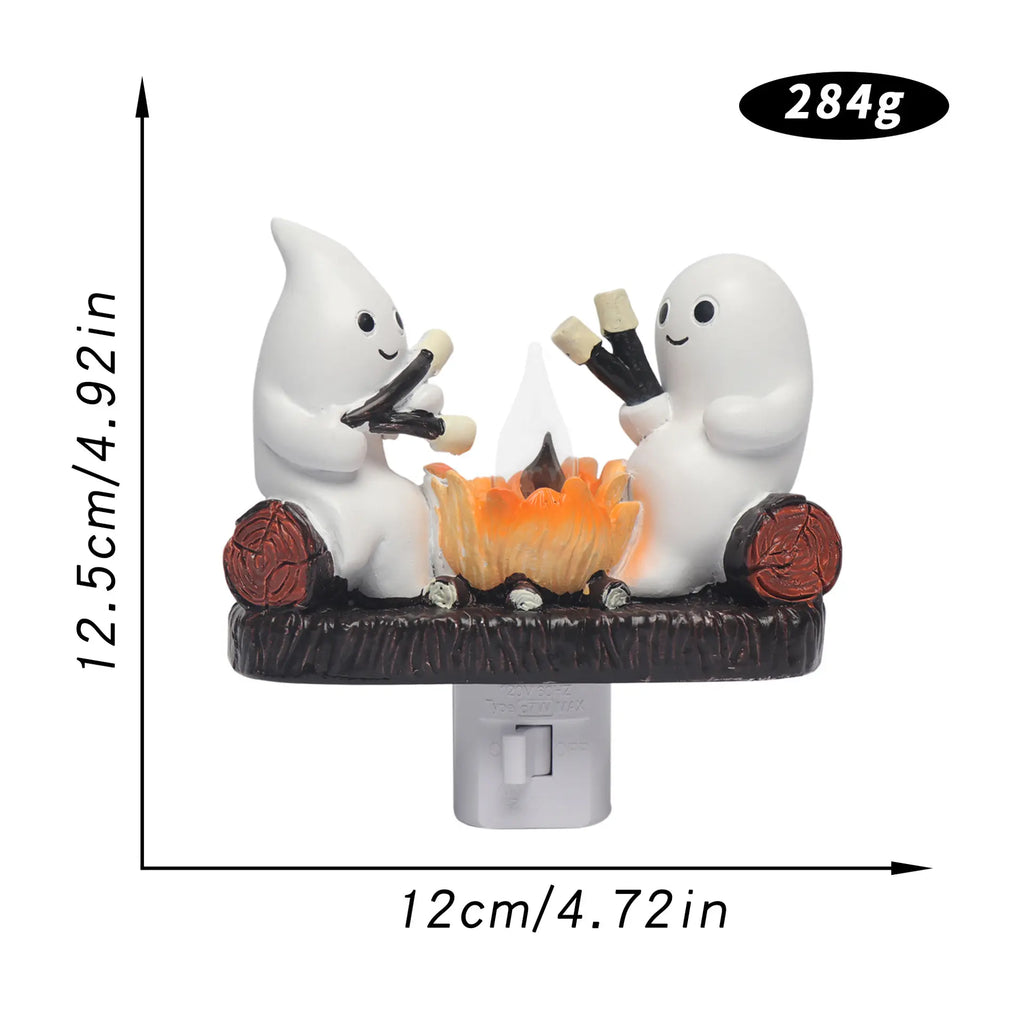 Ghosts Campfire Night Light – Plug-in Flicker Flame LED Wall Lamp