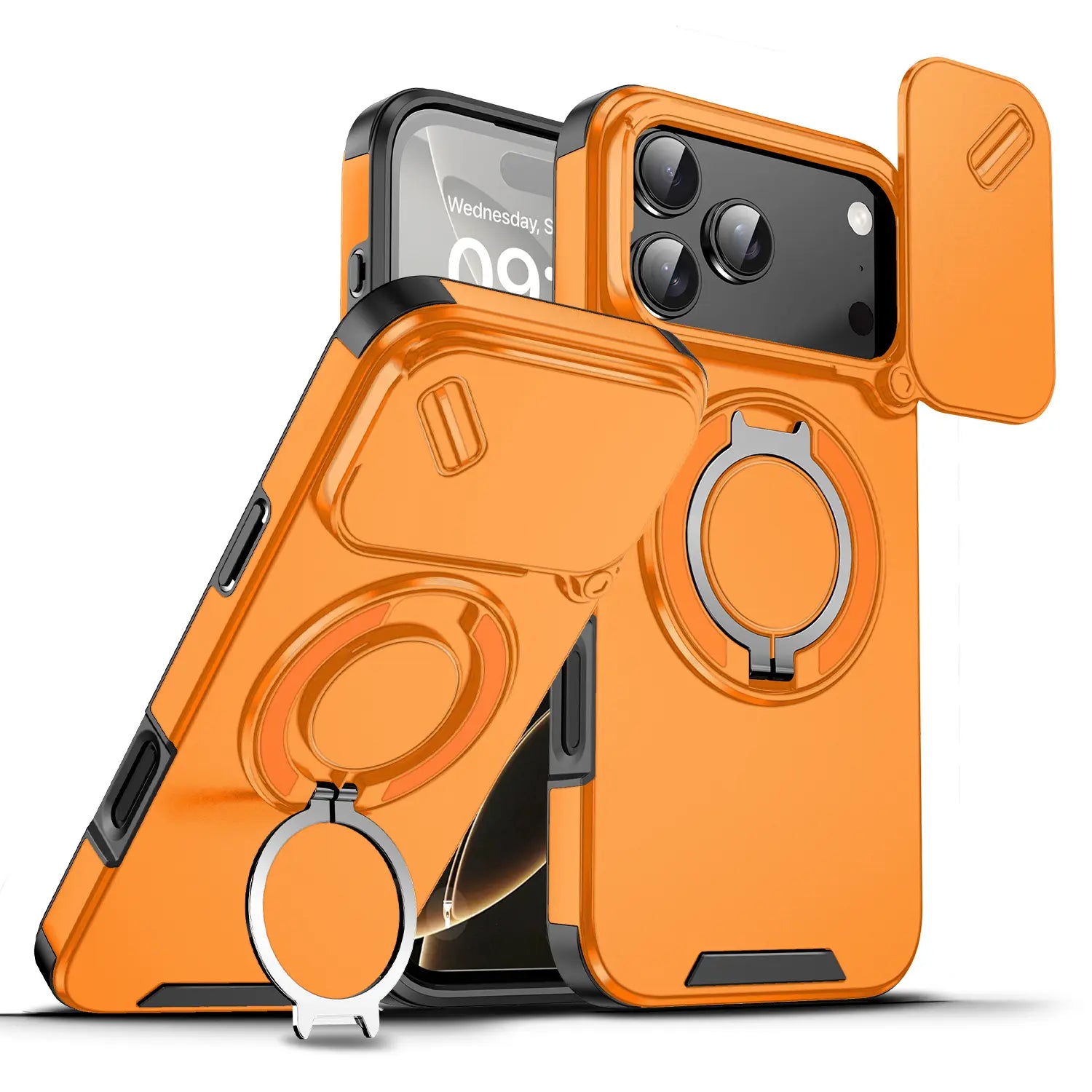 MagSafe Case with Slide Camera Cover & Ring Kickstand – Military Grade Shockproof for iPhone 17 Pro Max