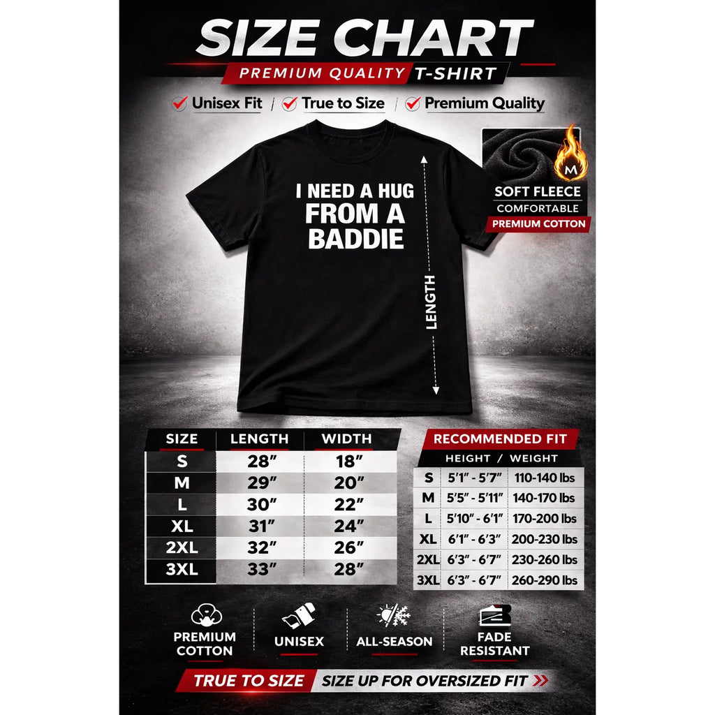 "I Need A Hug From A Baddie" Shirt | Funny Sarcastic Statement Tee