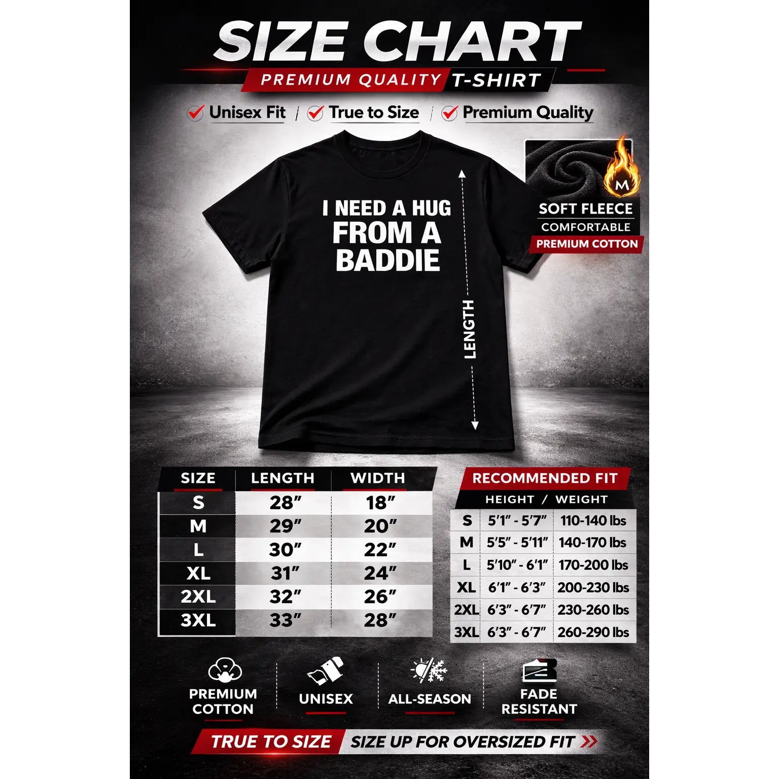 "I Need A Hug From A Baddie" Shirt | Funny Sarcastic Statement Tee