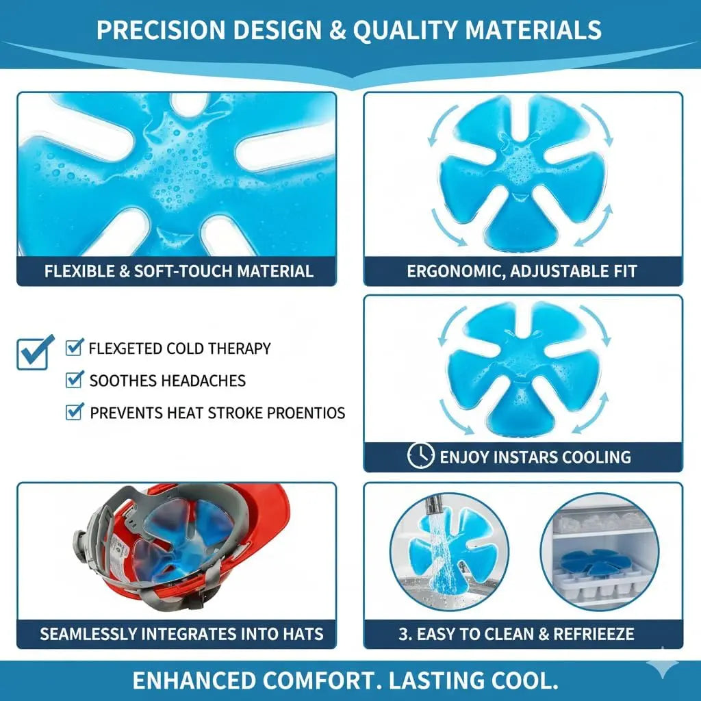 Reusable Cooling Gel Ice Packs – Cold Therapy Inserts for Hard Hats & Sun Hats