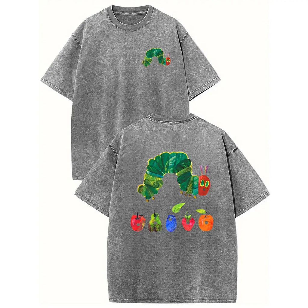 Holafish Retro Acid Wash Tee: "The Very Hungry Caterpillar" Heavyweight Streetwear