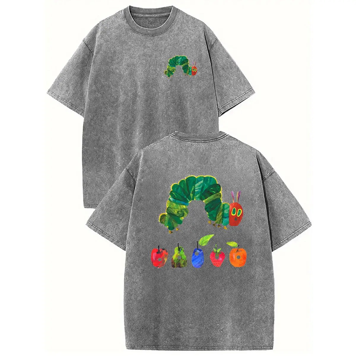 Holafish Retro Acid Wash Tee: "The Very Hungry Caterpillar" Heavyweight Streetwear