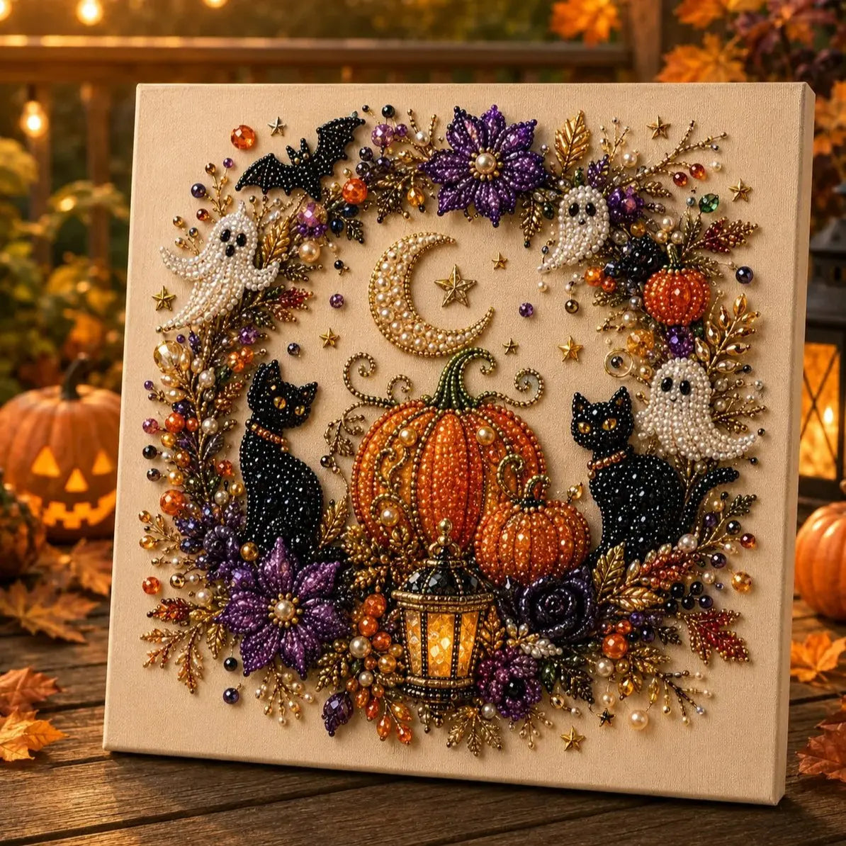 Halloween Ghost Pearl Art DIY Kit – Spooky Cute 3D Craft Gift for Fall Home Decor