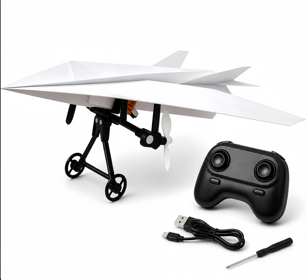 SkyCraft RC Paper Airplane Kit with Gyro Stabilizer and Remote Control
