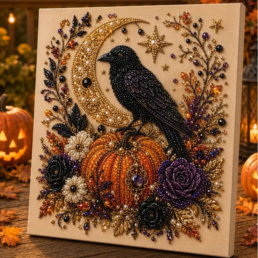 Halloween Ghost Pearl Art DIY Kit – Spooky Cute 3D Craft Gift for Fall Home Decor