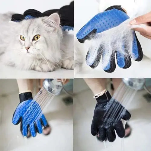 Upgraded Pet Grooming Gloves – 255 Silicone Tips 2-in-1 Deshedding & Massage Mitts