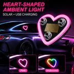 Solar-Powered Heart Neon Light – Multi-Mode Dynamic Car Interior Decor Accessory