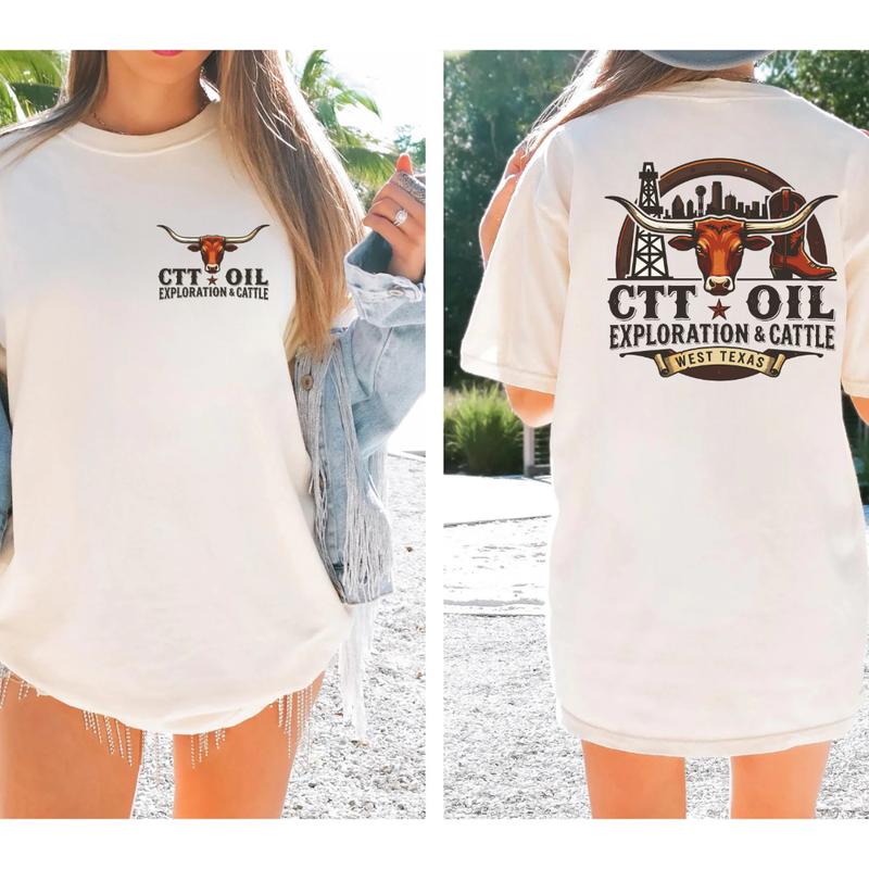 CTT Oil Exploration & Cattle T-Shirt, Hoodie, Sweatshirt Unisex Graphic Oilfield Ranch Landman Inspired Workwear Tee