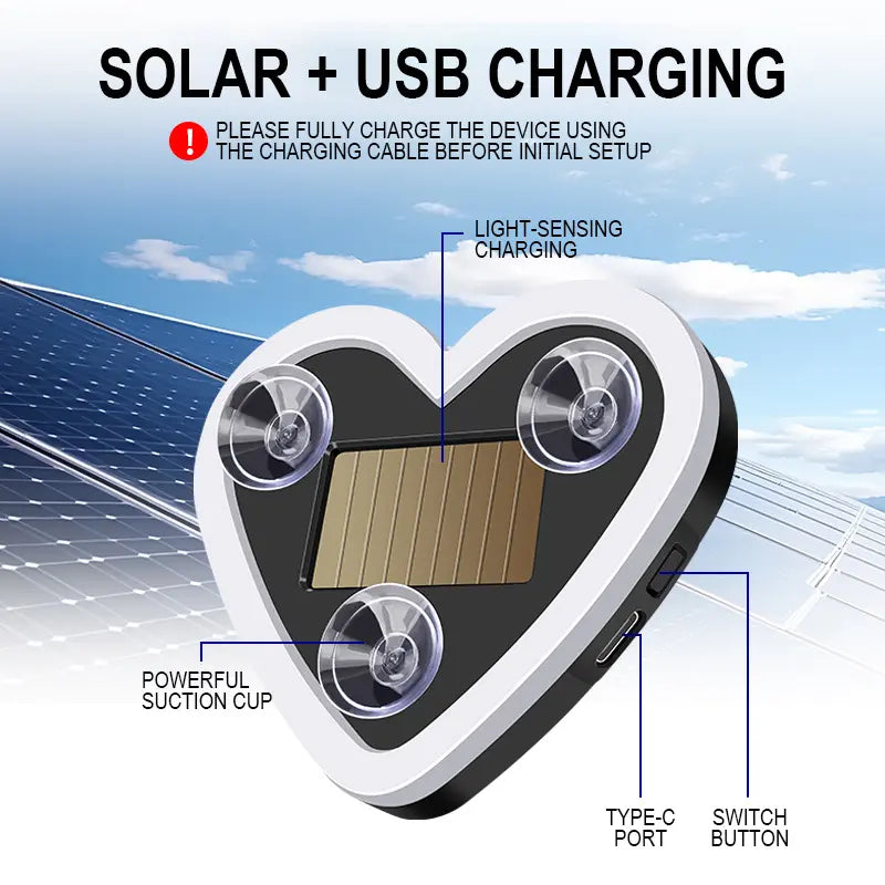 Solar-Powered Heart Neon Light – Multi-Mode Dynamic Car Interior Decor Accessory