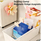 Lotus Magnetic Chip Clips Set – Cute Food Sealing Bag Clips with Fridge Organizer Base