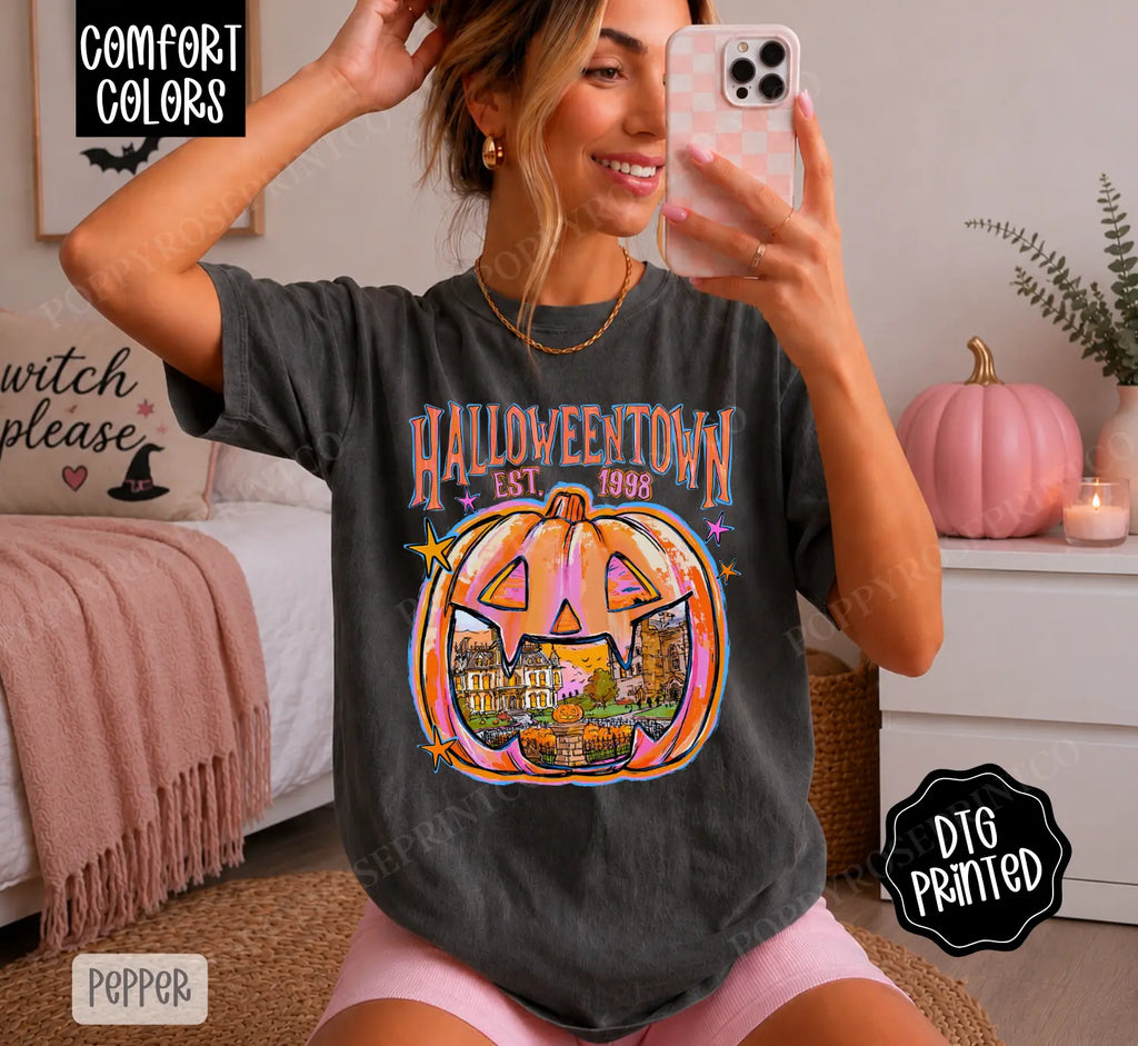 Halloweentown Comfort Colors Vintage Shirt – Trendy Women's Fall Spooky Graphic Tee