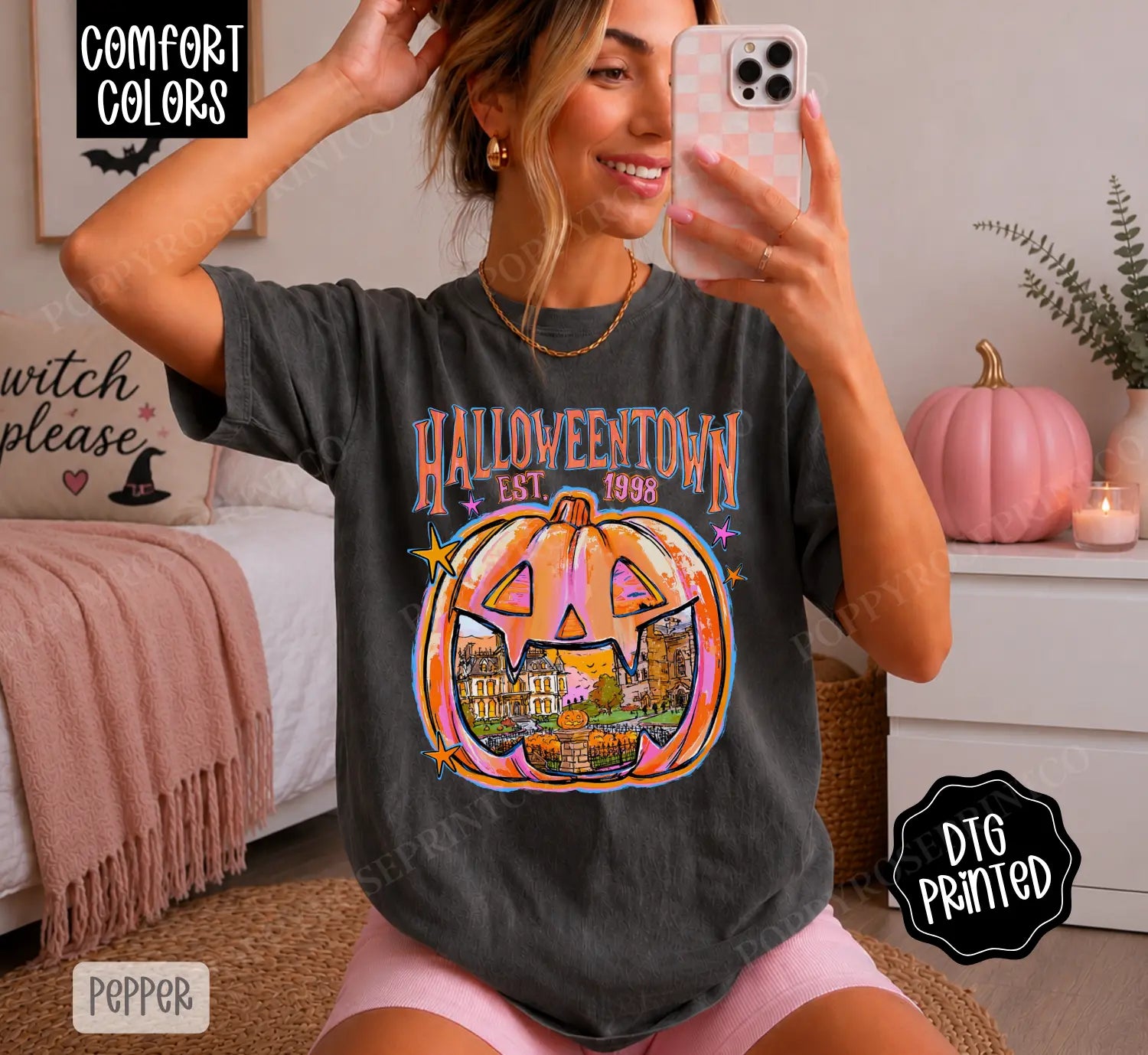 Halloweentown Comfort Colors Vintage Shirt – Trendy Women's Fall Spooky Graphic Tee