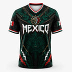 2026 Mexico Eagle Warrior V-Neck Soccer Jersey, Aztec Calendar Graphic Short Sleeve Fan Tee