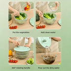 3-in-1 Large Salad Spinner & Vegetable Washer (5.3 Qt) - Includes 5-Blade Slicer, Strainer & Egg Separator