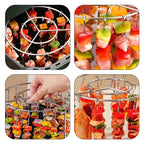 2 Counts Air Fryer Skewer Rack, Round Grill with Stainless Steel, Flat Edges