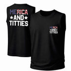 Men's "Merica And Titties" Sleeveless Tank Top – Punk Printed Crew Neck Vest