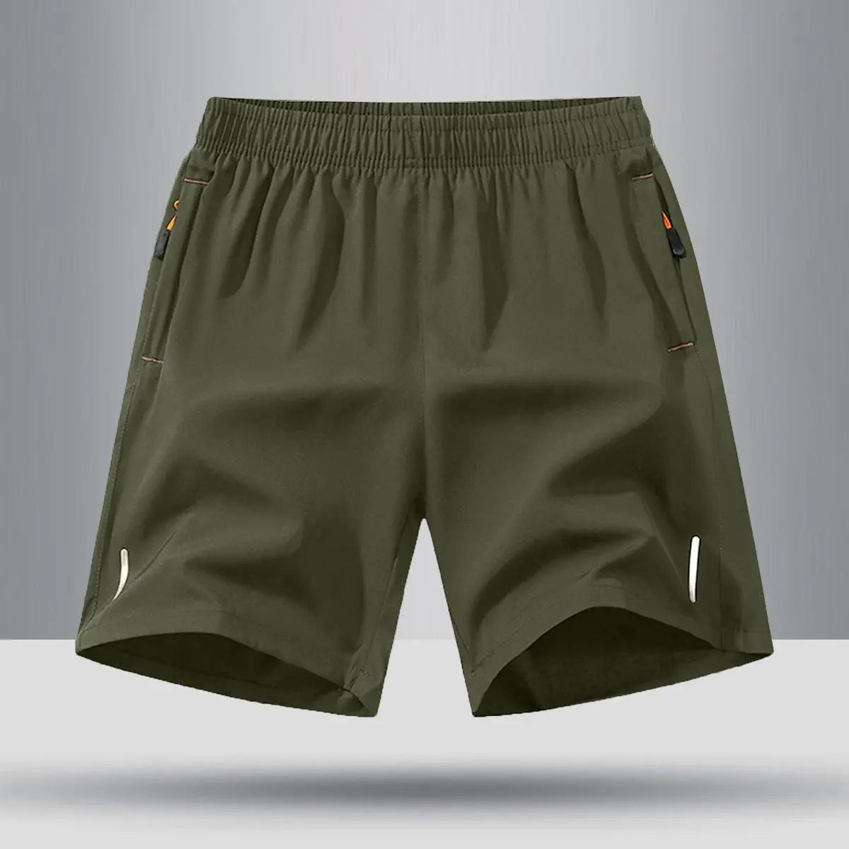 Men's Solid-Color Casual Summer Shorts with Zippered Pockets (97% Polyester/3% Spandex) - Tropical Beige