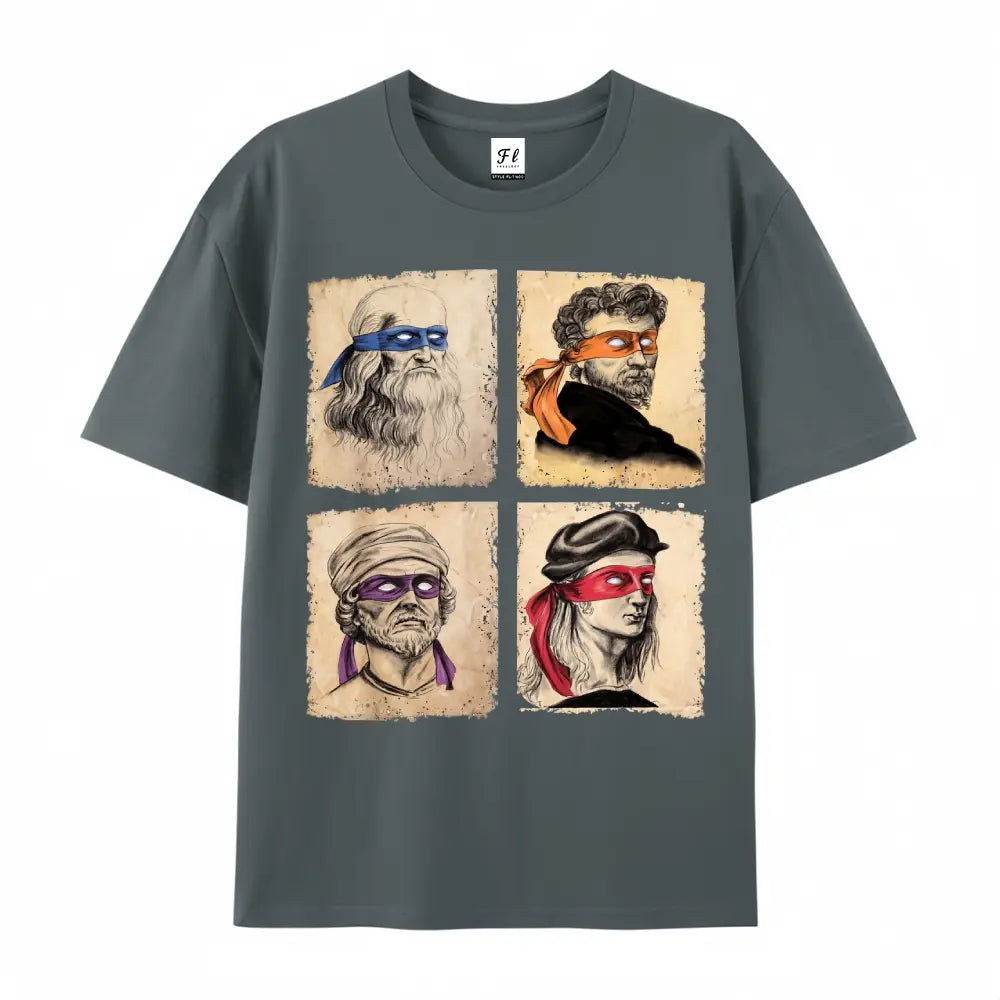 "Italian Artists" TMNT Graphic Tee: Heavyweight Oversized Men's Streetwear