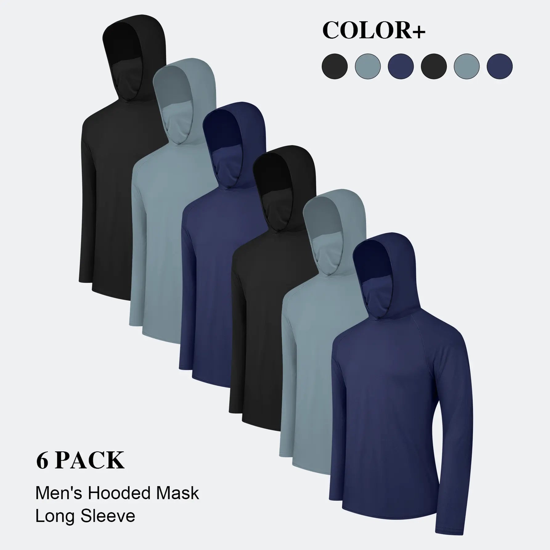 Men's Lightweight UPF Sun Protection Hoodie Pullovers – Quick-Dry Hooded Shirts with Face Mask