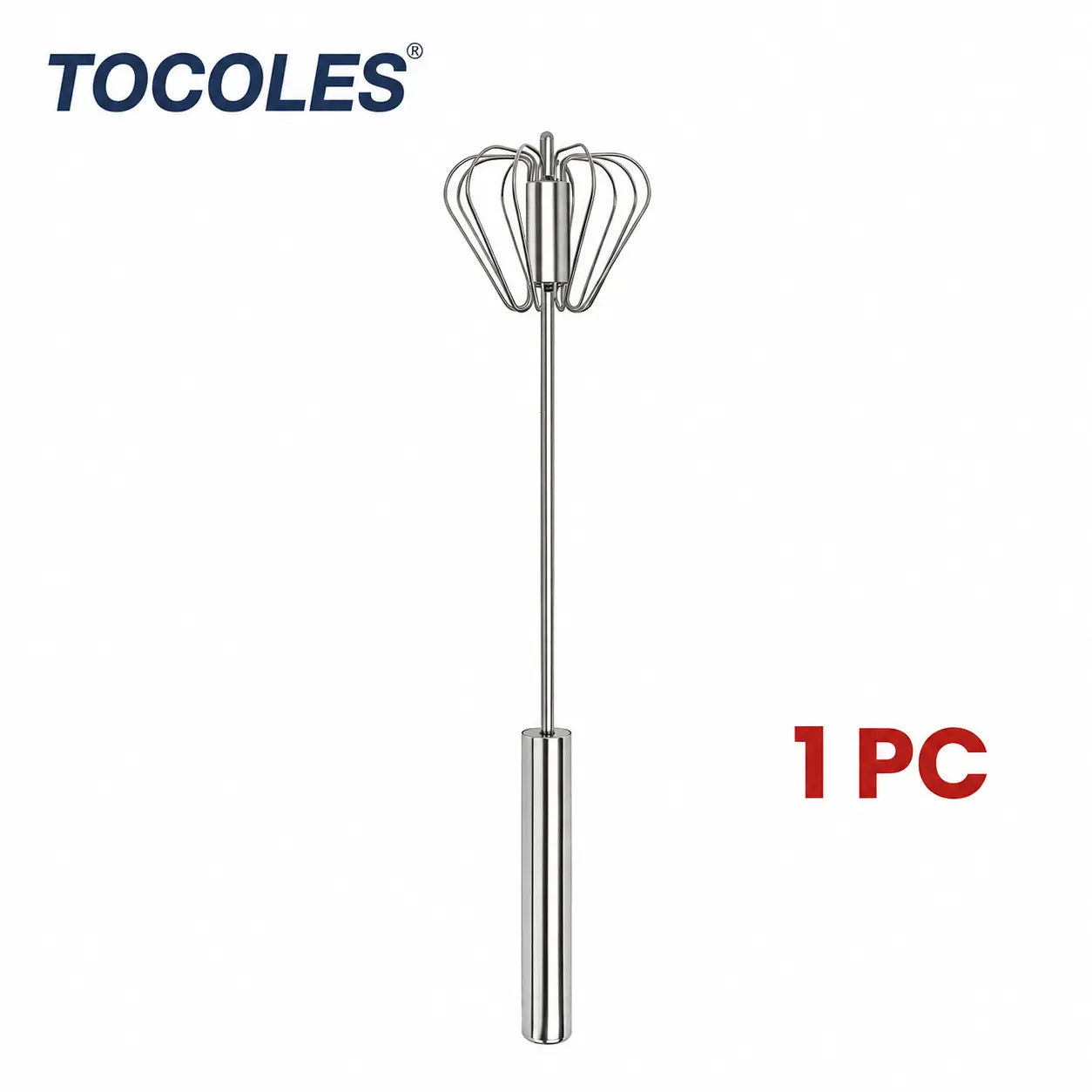 Semi-Automatic Stainless Steel Rotary Whisk – Hand-Push Food-Grade Egg Beater