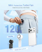 Mini Portable Handheld Turbo Fan | 4000mAh USB Rechargeable 5-Speed Strong Airflow with Adjustable Lanyard