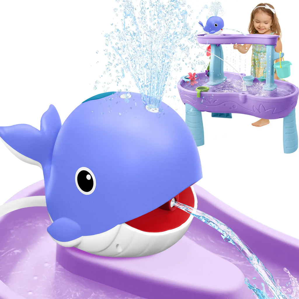 Rechargeable Whale Water Table Pump with Sprinkler - 3.5-Hour Runtime Summer Sensory Toy (Blue/Purple, Pump Only)