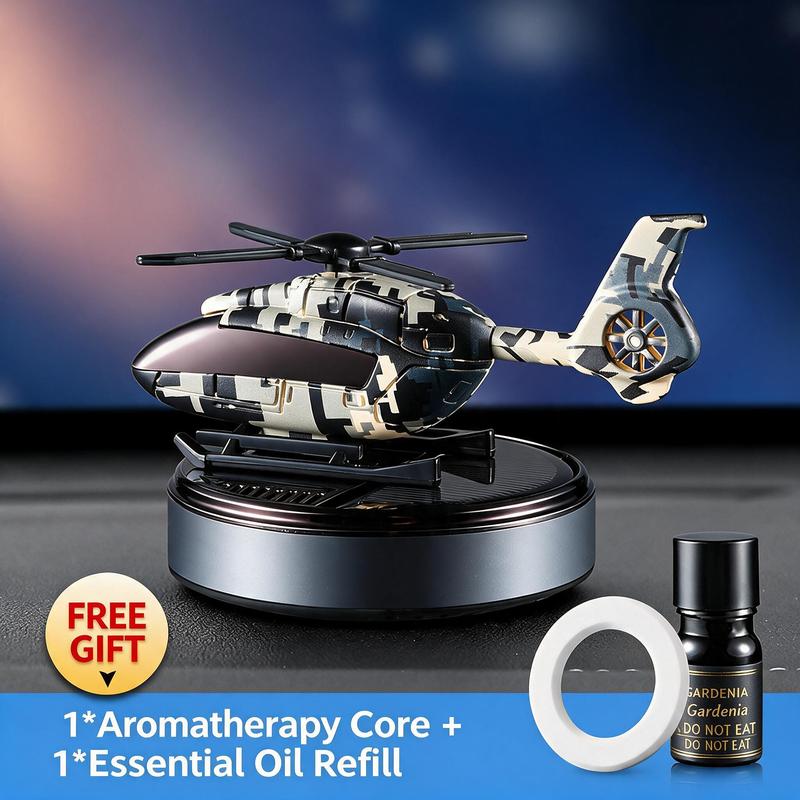 Solar-Powered Rotating Helicopter Aluminum Alloy Car Aromatherapy Diffuser