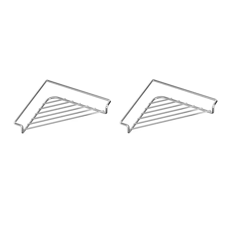 Stainless Steel Triangular Corner Sink Organizer – Open Wire Drainage Rack with Raised Edges