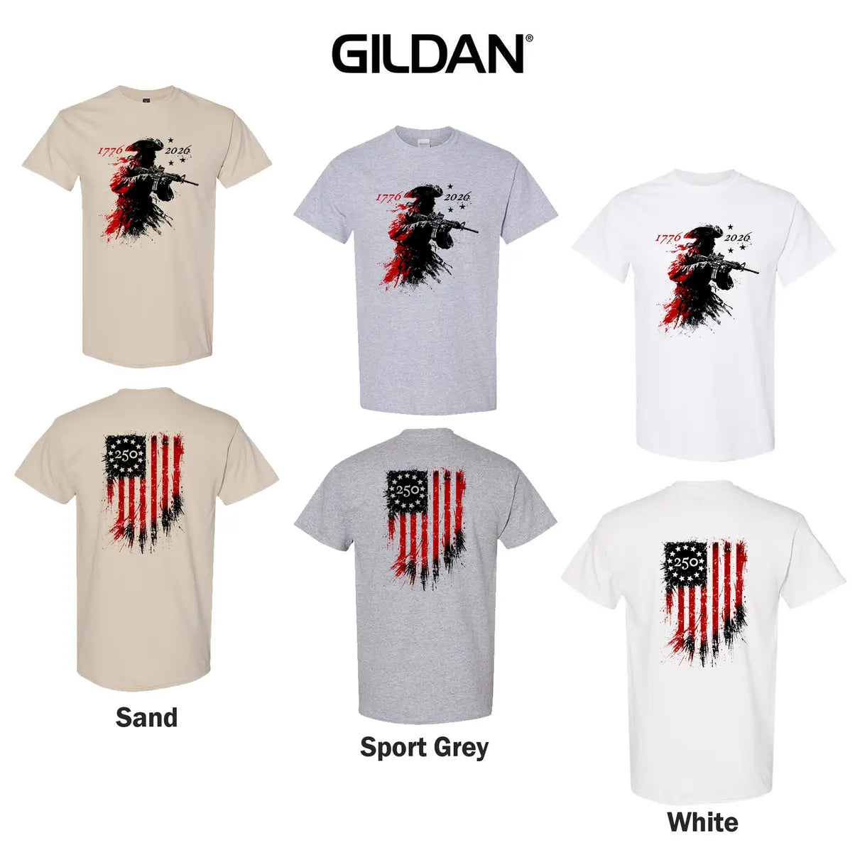 Men's America 250th Anniversary T-Shirt – 1776-2026 Patriotic Revolutionary Soldier Cotton Blend Top