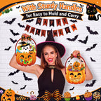 24/50-Pack Halloween Plastic Goodie Bags – Trick-or-Treat Candy Bags with Pumpkin & Skeleton Design