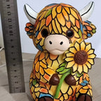 Highland Cow LED Night Light - Cute Resin Animal Figurine Table Lamp (USB)